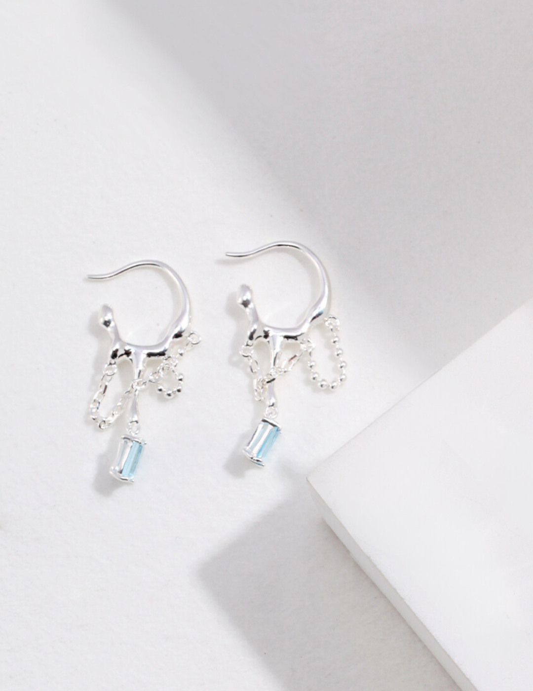 Sparkle Silver Topaz Earrings