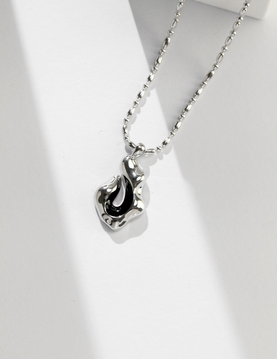 Mystique Noir Sterling Silver Drop Glaze Necklace