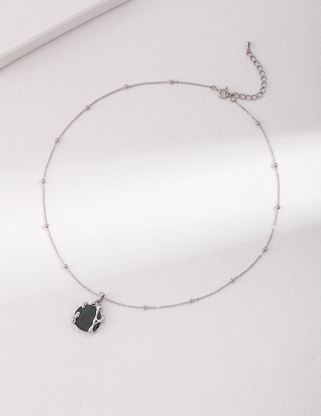 Ebony Essence Sterling Silver Agate Necklace