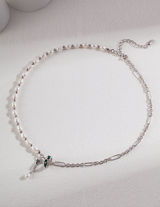 Flowing Stream Sterling Silver Pearl Necklace