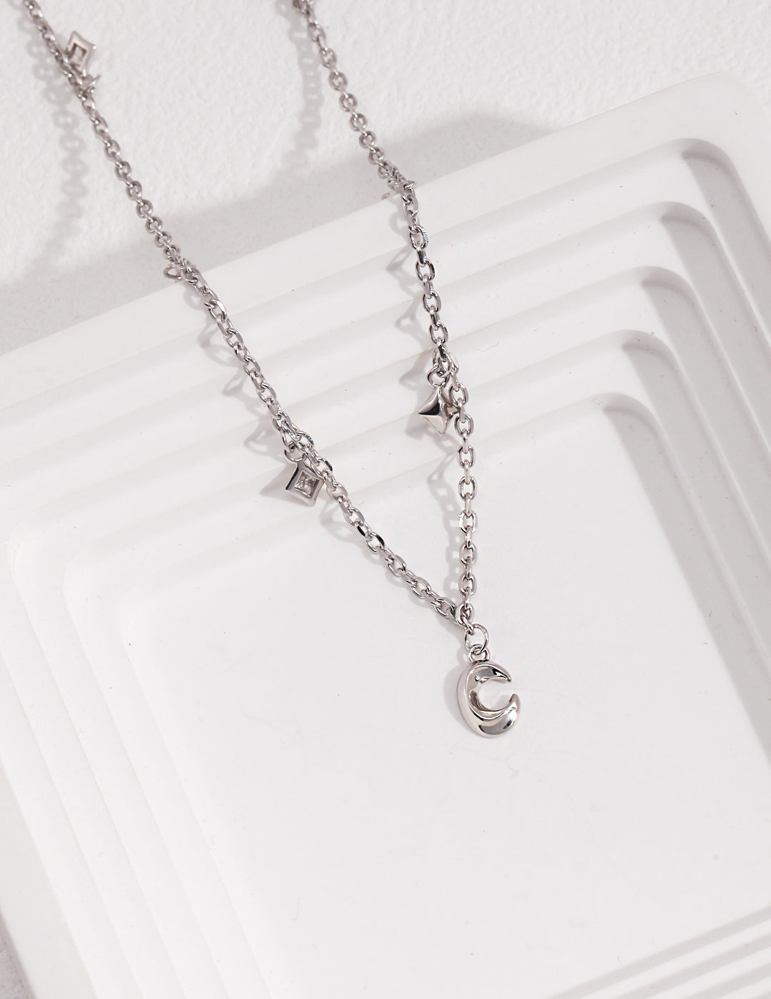 Stellar Crescent Sterling Silver Necklace