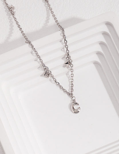 Stellar Crescent Sterling Silver Necklace