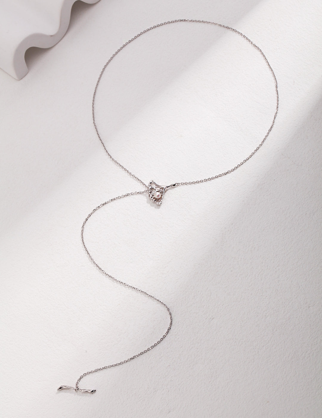 Ginkgo Elegance Sterling Silver Pearl Necklace