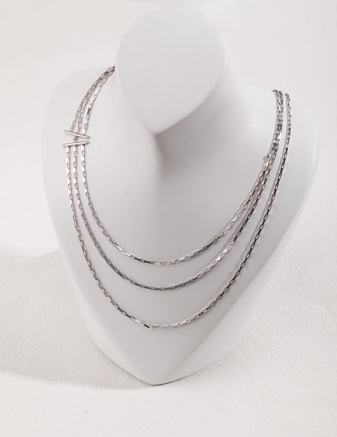 Silver Elegance Triple Chain Necklace