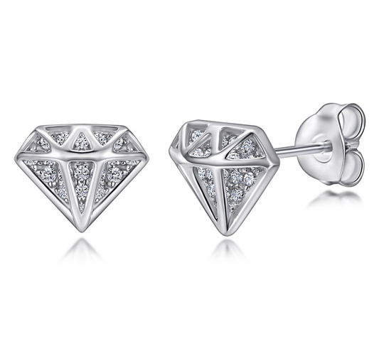 Diamond-Shaped Sterling Silver Earrings