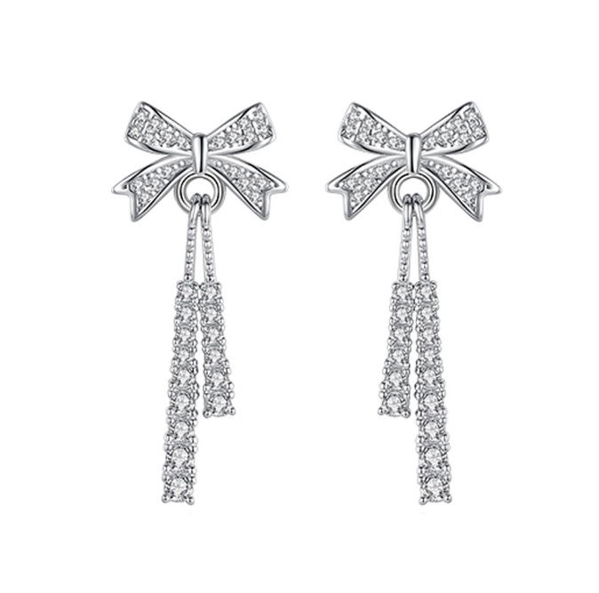 Ethereal Elegance Zirconia Bow Earrings