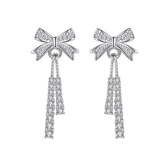 Ethereal Elegance Zirconia Bow Earrings