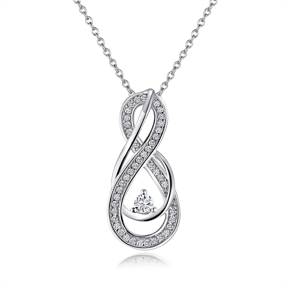 Infinite Love: Pear-Cut Zirconia Sterling Silver Necklace