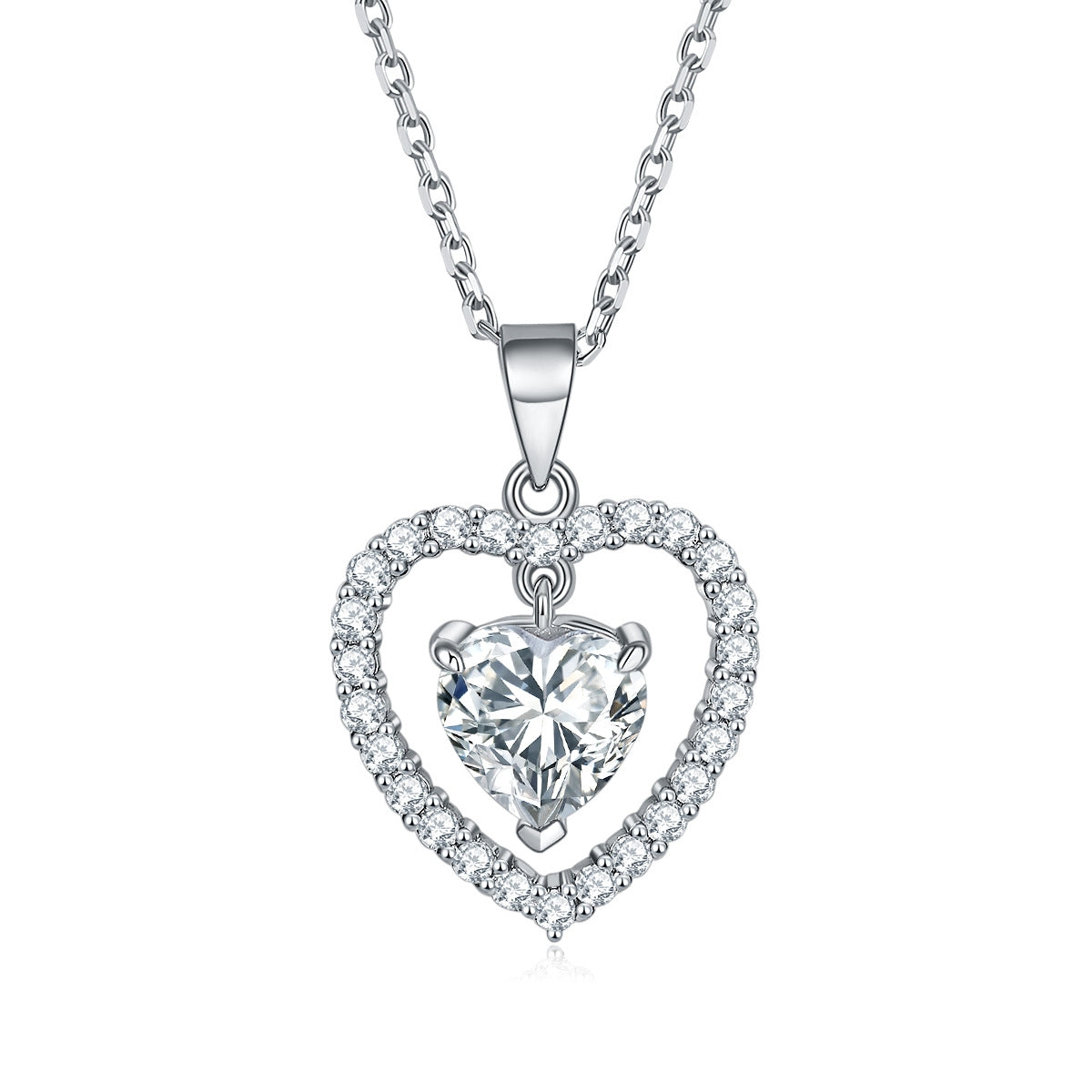 Radiant Heart Halo Zirconia Necklace