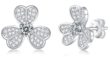 Trinity Leaf Moissanite Diamond Earrings