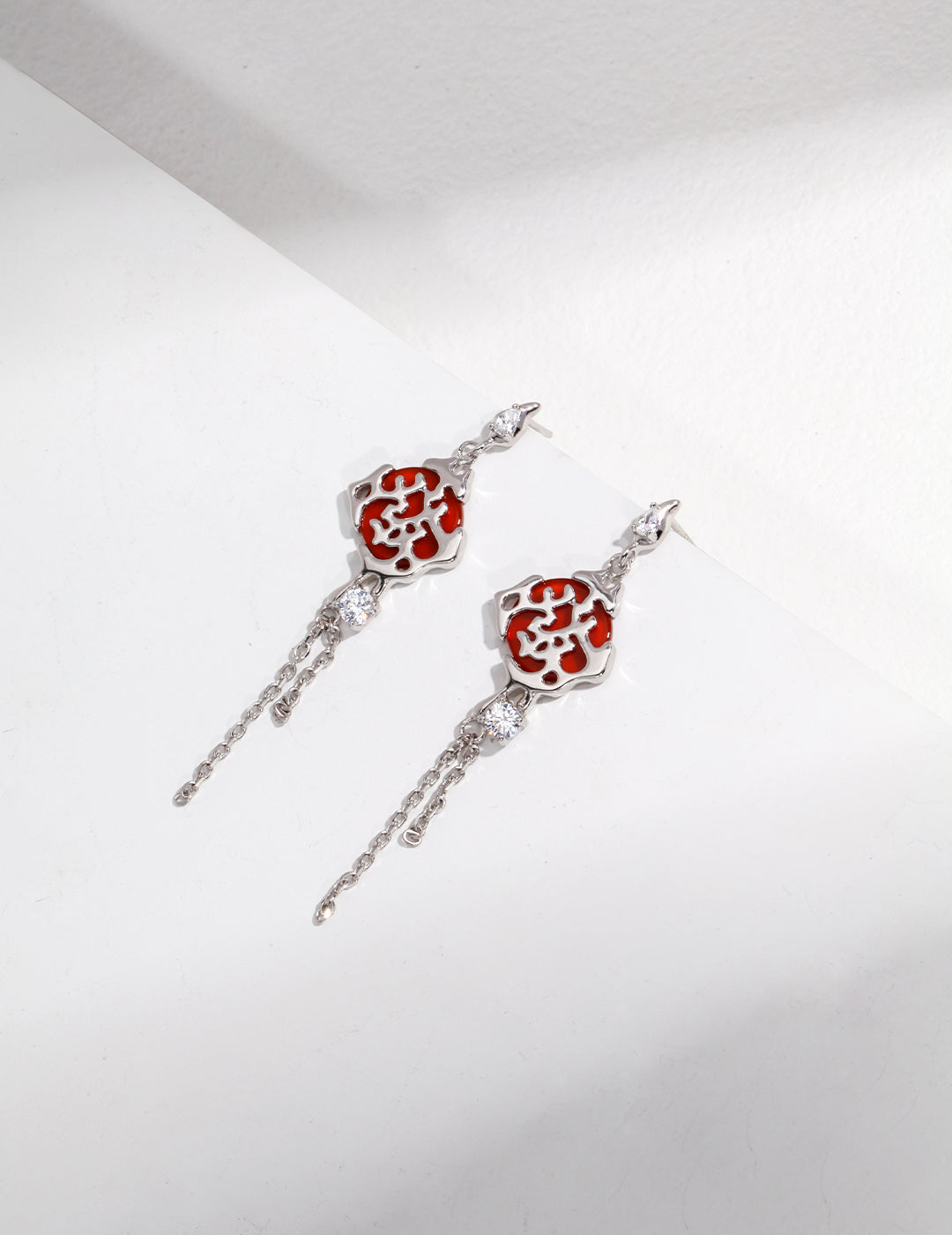 Red Prosperity Asymmetric Earrings