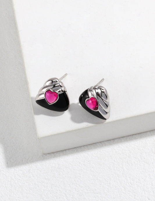 Romantic Heartfelt Sterling Studs