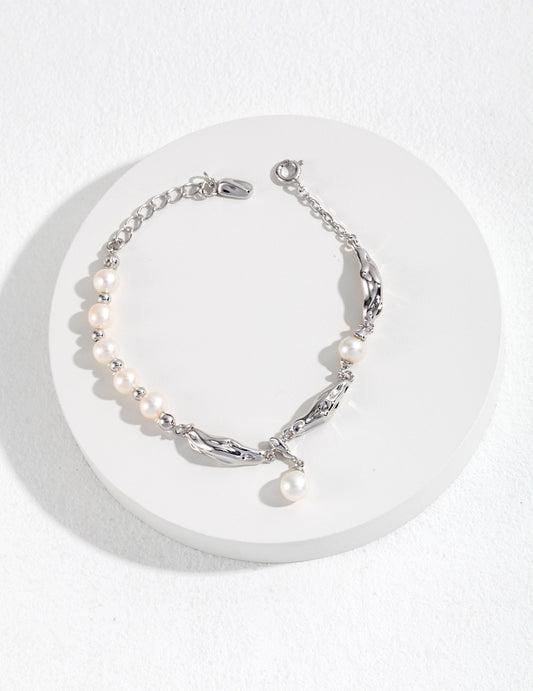 Silk Elegance Sterling Silver Pearl Bracelet